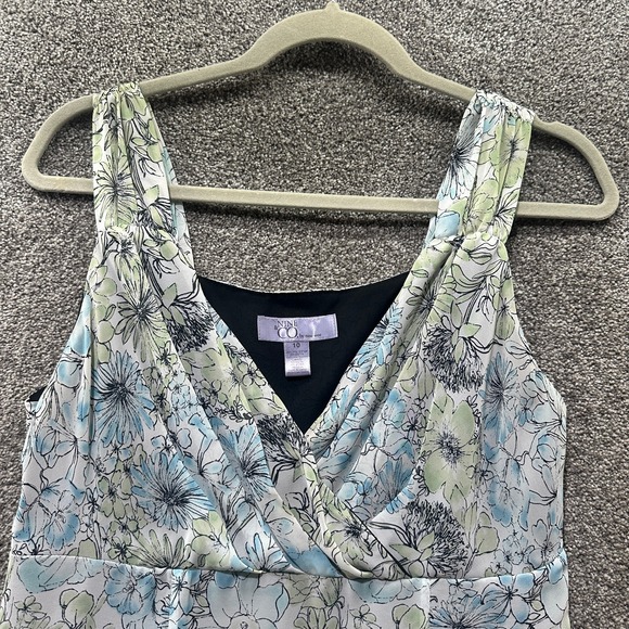 Nine & Co Babydoll Blouse Tank Top Women 10 Blue Floral V Neck Whimsy Fairy Y2k - Picture 3 of 11